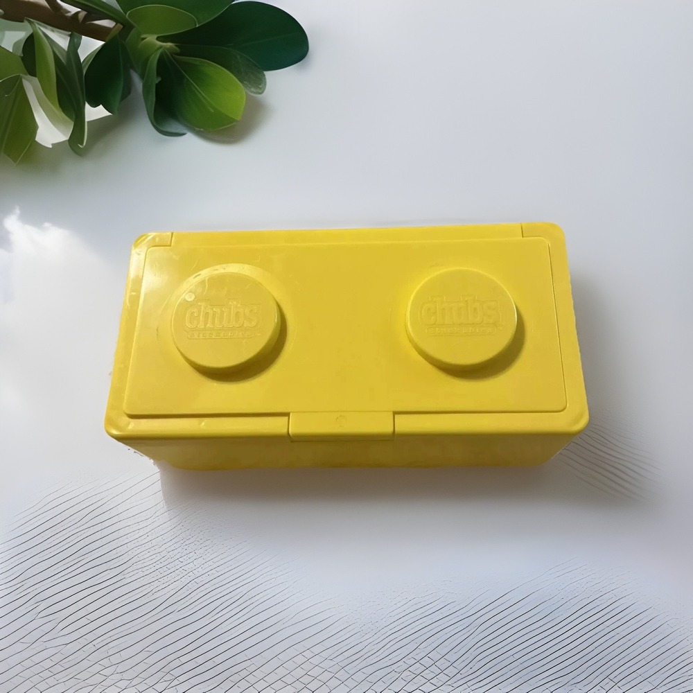 Vintage Chubs Stackables Yellow Baby Wipes Container Building Block Storage Box